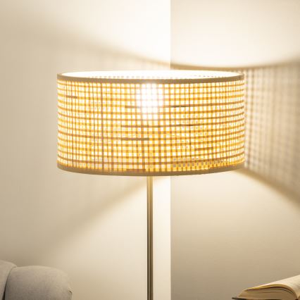 Brilagi - LED grindinė lempa CERIA 1xE27/40W/230V Ø 40 cm bambukas/matinis chromas