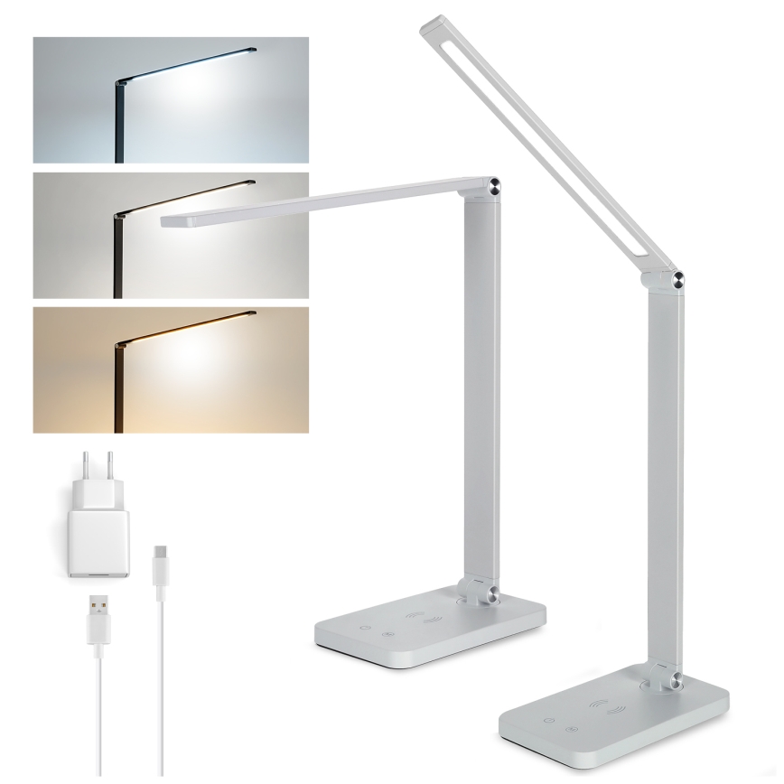 Brilagi - LED jutiklinė stalinė lempa su reguliuojamu ryškumu ir belaidžiu QI įkrovimu MODO CHARGE LED/7W/5V 3000/4000/6000K balta