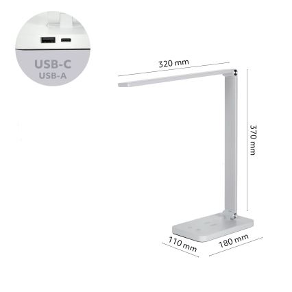 Brilagi - LED jutiklinė stalinė lempa su reguliuojamu ryškumu ir belaidžiu QI įkrovimu MODO CHARGE LED/7W/5V 3000/4000/6000K balta