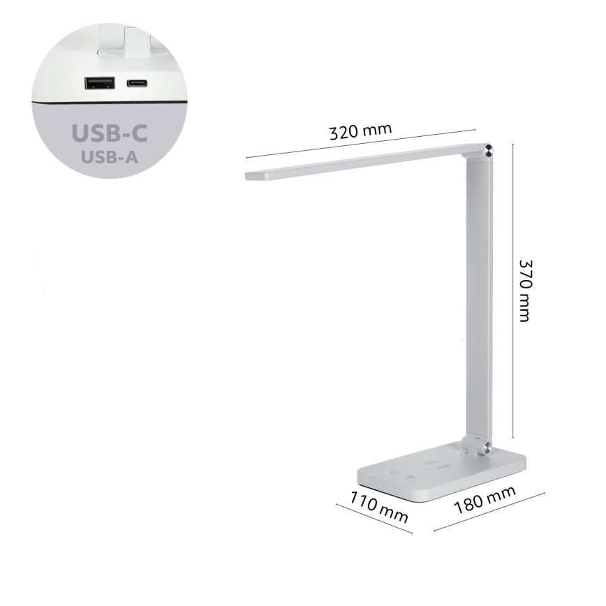Brilagi - LED jutiklinė stalinė lempa su reguliuojamu ryškumu ir belaidžiu QI įkrovimu MODO CHARGE LED/7W/5V 3000/4000/6000K balta