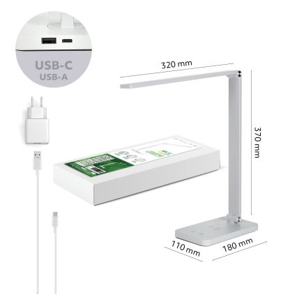 BRILAGI - LED jutiklinė stalinė lempa su reguliuojamu ryškumu ir belaidžiu QI įkrovimu MODO CHARGE LED/7W/5V 3000/4000/6000K balta