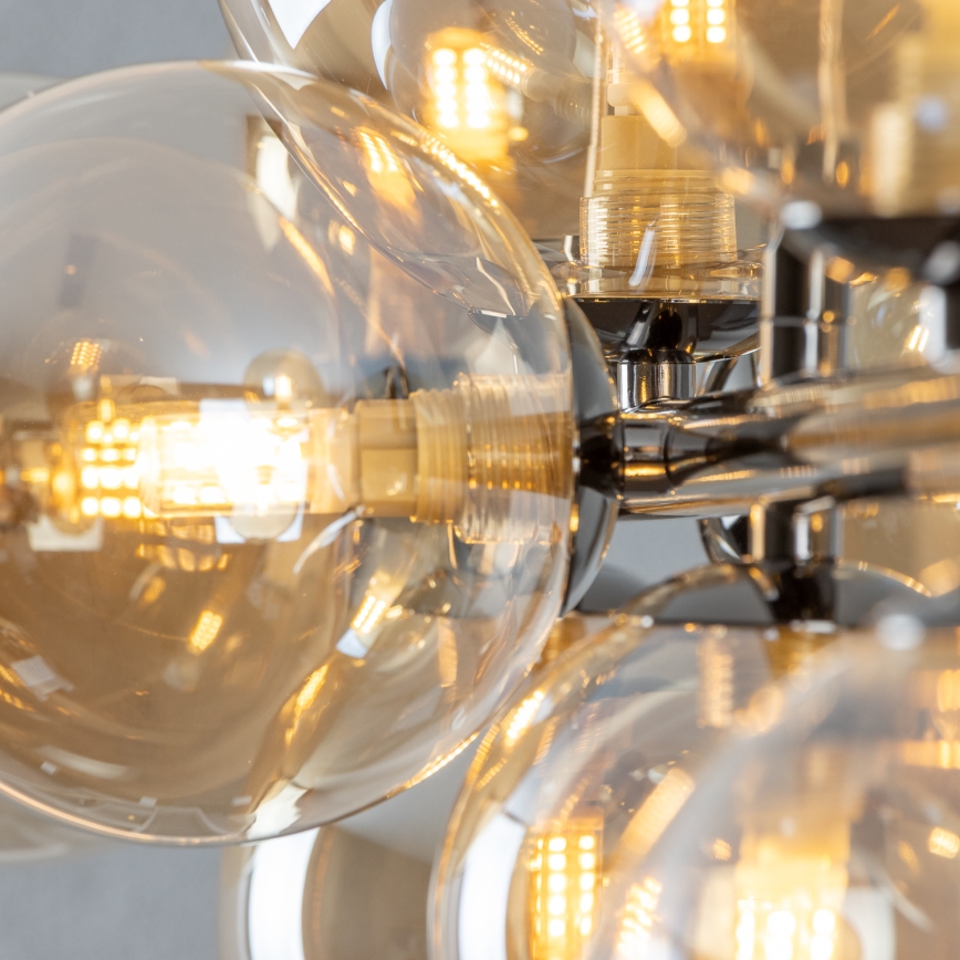 Brilagi - LED kabamoji liustra ant troselio MILLA 10xG9/3W/230V juodas chromas/auksinė