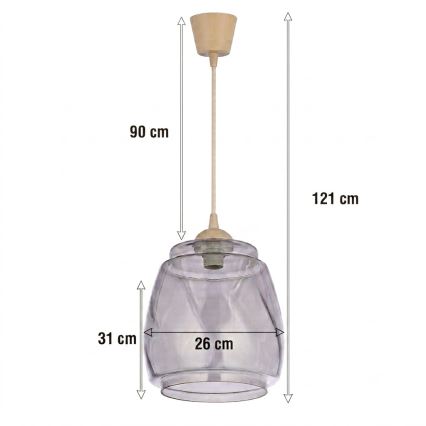 BRILAGI - LED liustra ant laido RETRO GLASS 1xE27/60W/230V Ø 26 cm smėlinė/dūminė pilka
