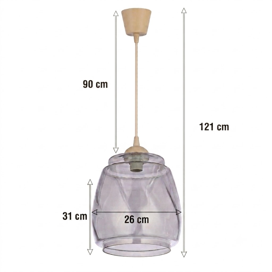 BRILAGI - LED liustra ant laido RETRO GLASS 1xE27/60W/230V Ø 26 cm smėlinė/dūminė pilka