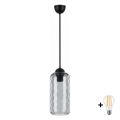 BRILAGI - LED kabantis šviestuvas ant laido RETRO GLASS 1x E27/60W/230V skersmuo 14 cm juoda/dūminė pilka