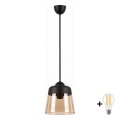BRILAGI - LED kabantis šviestuvas su laidu RETRO GLASS 1xE27/60W/230V Ø 15,5 cm juoda/dūminė smėlio spalva