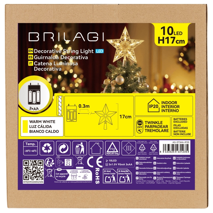 BRILAGI - LED Kalėdinė dekoracija LED/3xAA 17 cm žvaigždė šiltai balta