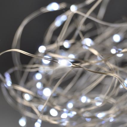 Brilagi - LED kalėdinė girlianda 100xLED/3xAA 10m šalta balta