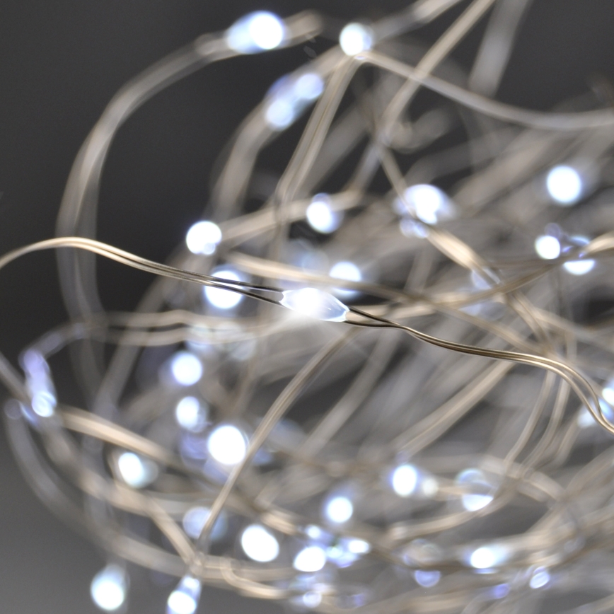 Brilagi - LED kalėdinė girlianda 100xLED/3xAA 10m šalta balta
