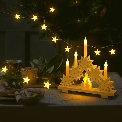 Brilagi - LED kalėdinė girlianda 40xLED/3xAA 1,8m šiltai baltos žvaigždės