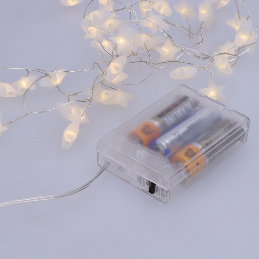 Brilagi - LED kalėdinė girlianda 40xLED/3xAA 1,8m šiltai baltos žvaigždės