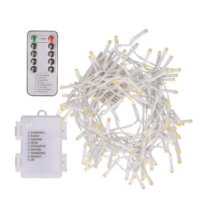 Brilagi - LED kalėdinė lauko girlianda 120xLED/8 funkcijos/3xAA 9,5m balta IP44 šilta balta + nuotolinio valdymo pultas