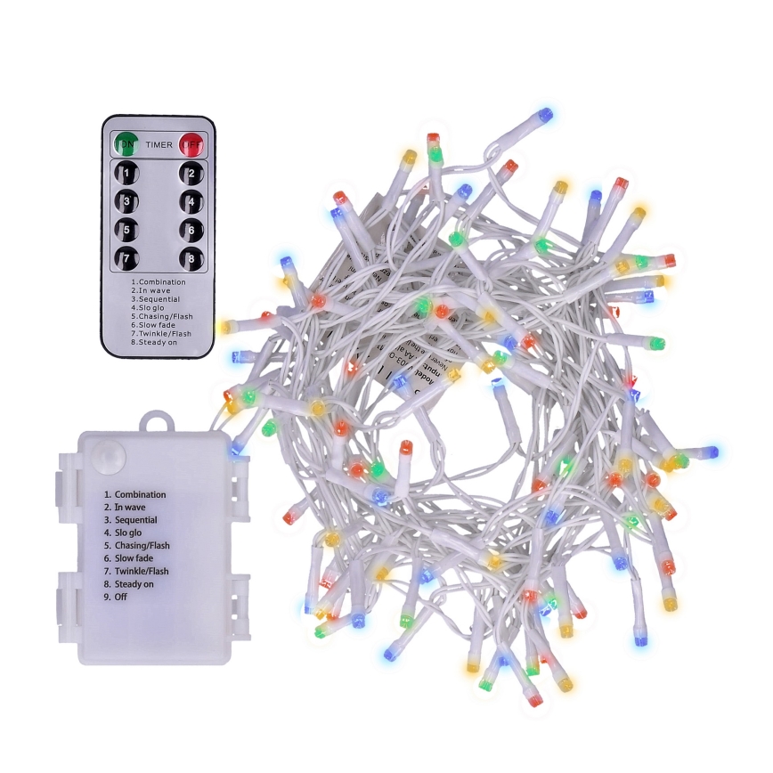 Brilagi - LED Kalėdinė lauko girlianda 120xLED/8 funkcijos/3xAA 9,5m IP44 daugiaspalvė + nuotolinio valdymo pultas