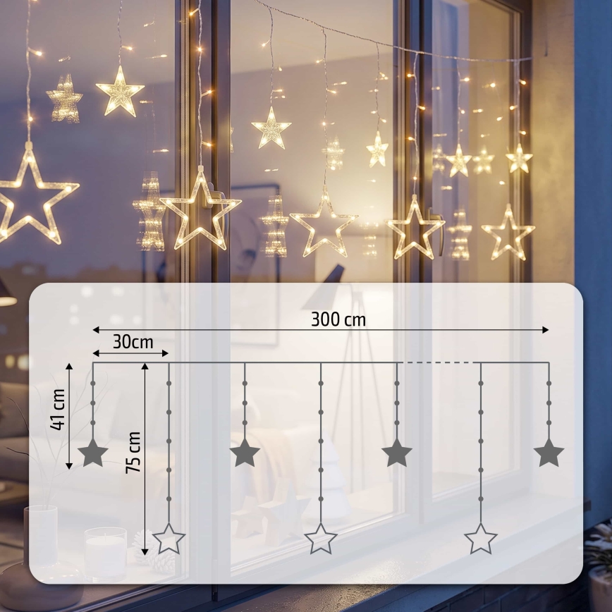 BRILAGI - LED Kalėdinė lauko užuolaida 123xLED/3xAA/USB 3m IP44 šiltai balta