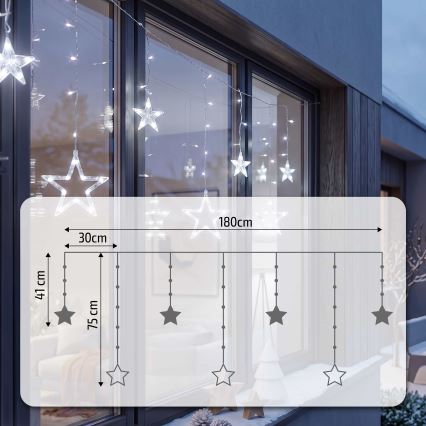 BRILAGI - LED Kalėdinė lauko užuolaida 77xLED/3xAA/USB 1,8m IP44 šaltai balta