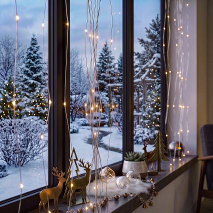 BRILAGI - LED kalėdinė užuolaida 300 LED/8 funkcijų/3xAA/USB 1,2 m šiltai balta
