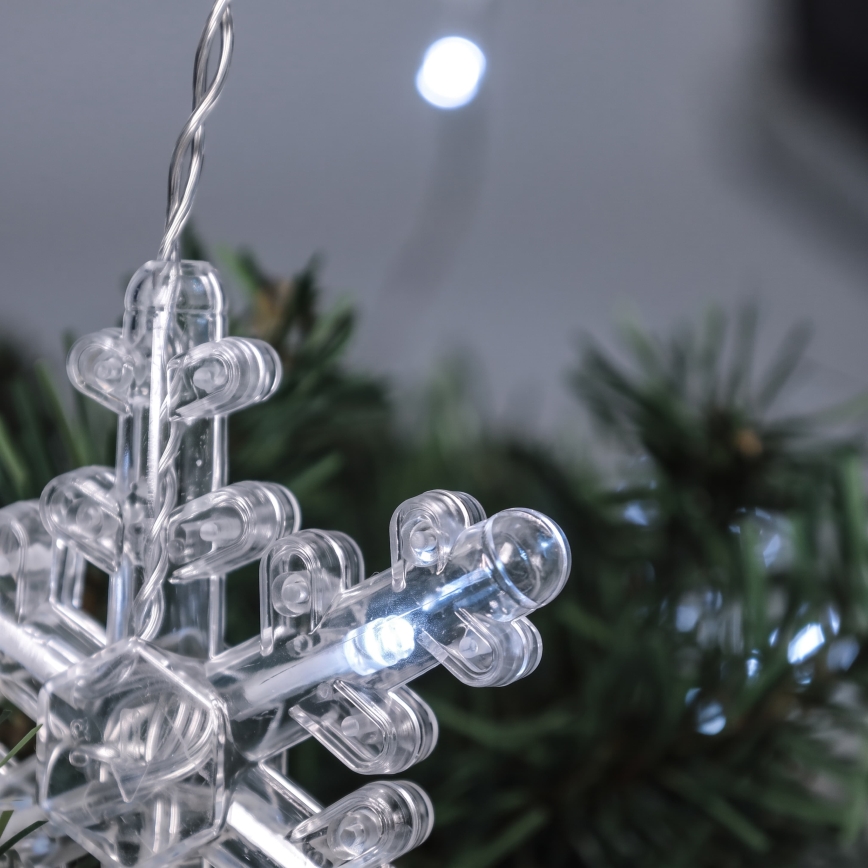 BRILAGI - LED kalėdinė užuolaida 77xLED/3xAA/USB 3,8m snaigės šaltai balta