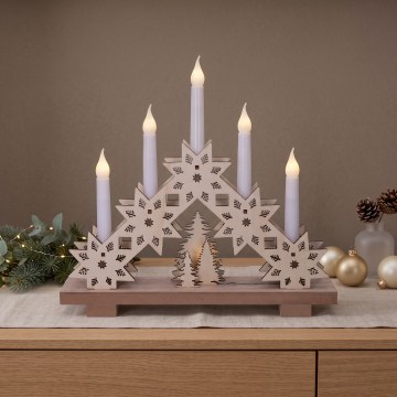 BRILAGI - LED Kalėdinė žvakidė 5xLED/2xAA smėlio spalvos