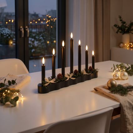 BRILAGI - LED Kalėdinė žvakidė 7xLED/2xAA juoda