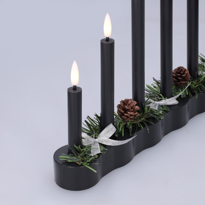 BRILAGI - LED Kalėdinė žvakidė 7xLED/2xAA juoda