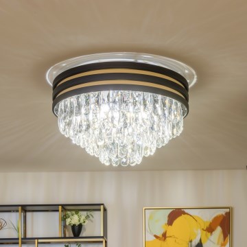 Brilagi - LED krištolinis lubų šviestuvas VELURE 5xE14/40W/230V skersmuo 46 cm juodas