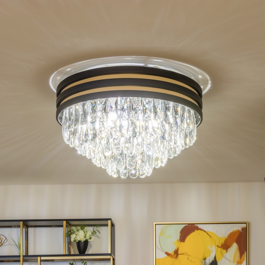 Brilagi - LED krištolinis lubų šviestuvas VELURE 5xE14/40W/230V skersmuo 46 cm juodas
