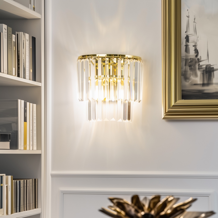 Brilagi - LED Krištolinis sieninis šviestuvas MOZART 2xE14/40W/230V auksas