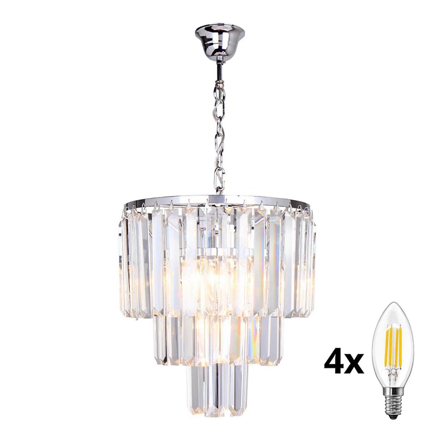 Brilagi - LED Krištolinis sietynas ant grandinės MOZART 4xE14/40W/230V blizgus chromas