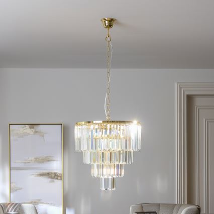 Brilagi - LED Krištolinis sietynas ant grandinės MOZART 5xE14/40W/230V auksas