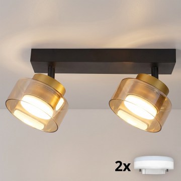 Brilagi - LED kryptinis šviestuvas AURA LUX 2xGX53/30W/230V juodas/auksinis