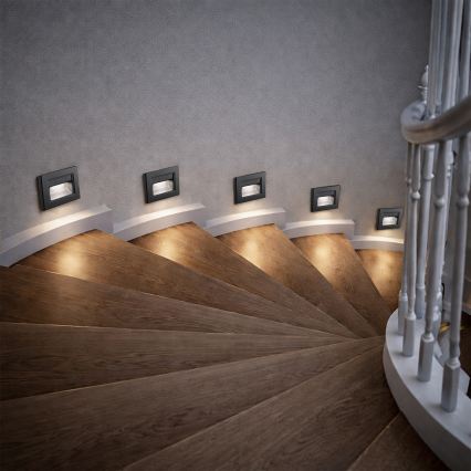 Brilagi - LED laiptų šviestuvas STEP LIGHT LED/1,5W/230V IP44 juodas