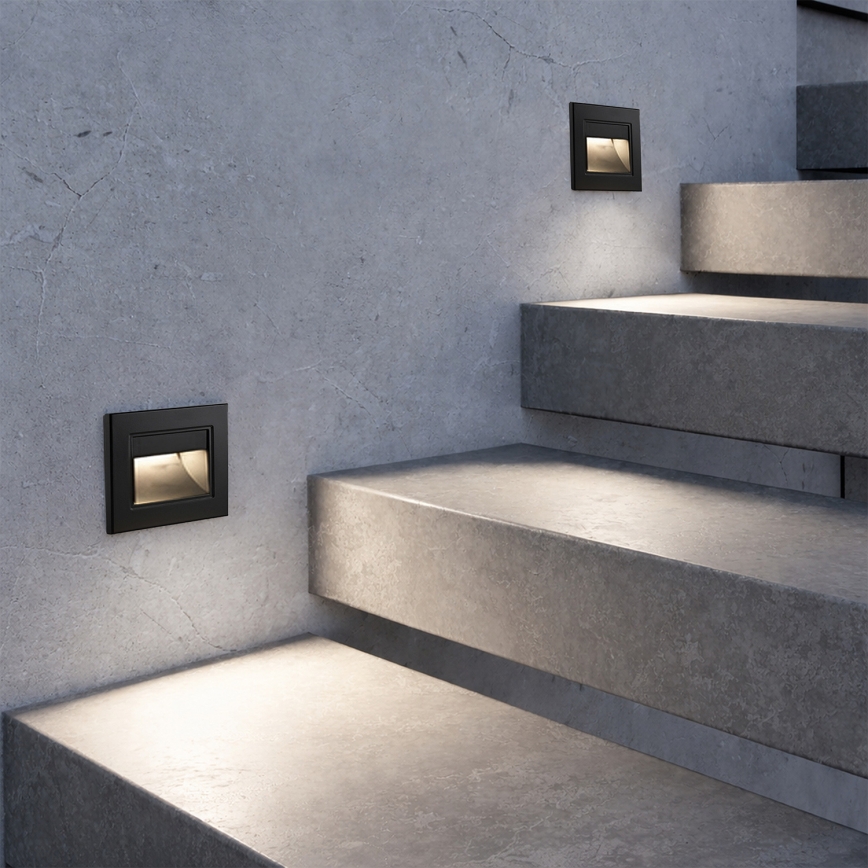 Brilagi - LED laiptų šviestuvas STEP LIGHT LED/1,5W/230V IP44 juodas