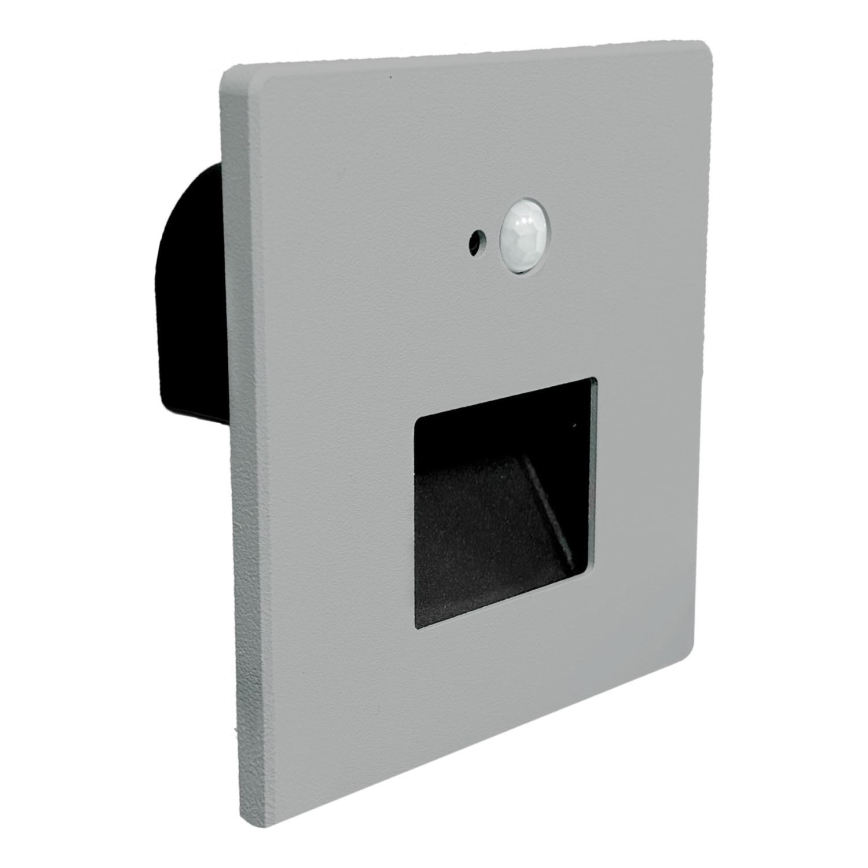 Brilagi - LED laiptų šviestuvas su judesio ir sutemų jutikliu JACK LED/3W/230V 3000/4000/6500K IP65 pilkas