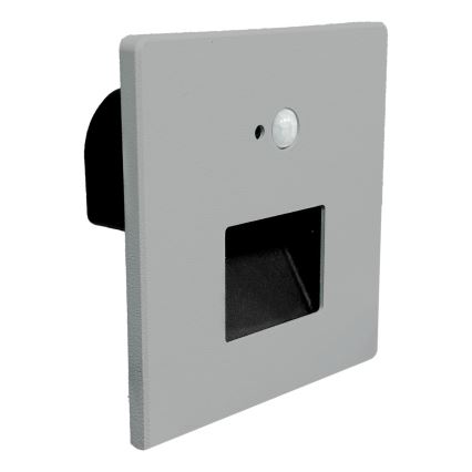 Brilagi - LED laiptų šviestuvas su judesio ir sutemų jutikliu JACK LED/3W/230V 3000/4000/6500K IP65 pilkas