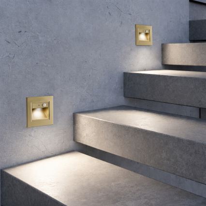 Brilagi - LED laiptų šviestuvas su jutikliu STEP LIGHT LED/1,5W/230V IP44 auksinis