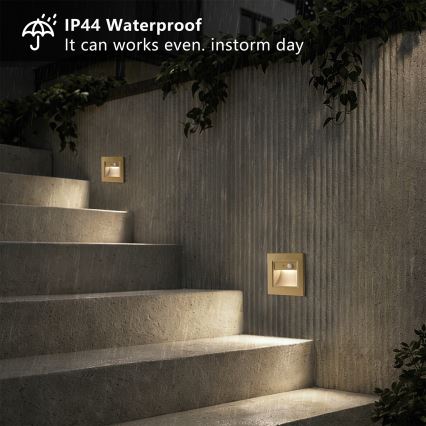 Brilagi - LED laiptų šviestuvas su jutikliu STEP LIGHT LED/1,5W/230V IP44 auksinis