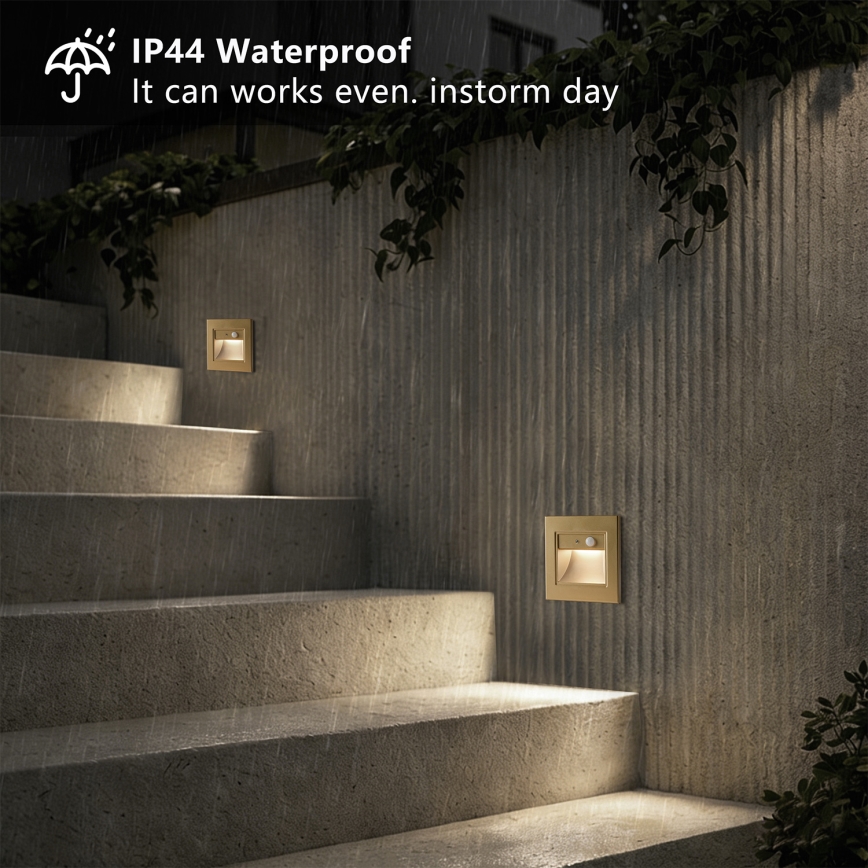 Brilagi - LED laiptų šviestuvas su jutikliu STEP LIGHT LED/1,5W/230V IP44 auksinis