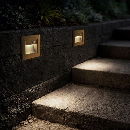 Brilagi - LED laiptų šviestuvas su jutikliu STEP LIGHT LED/1,5W/230V IP44 auksinis
