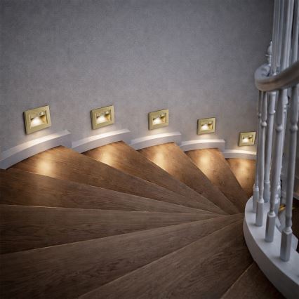 Brilagi - LED laiptų šviestuvas su jutikliu STEP LIGHT LED/1,5W/230V IP44 auksinis