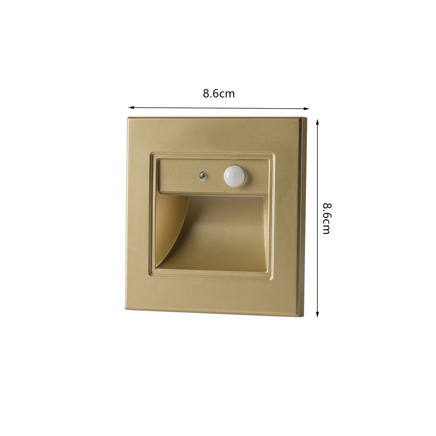 Brilagi - LED laiptų šviestuvas su jutikliu STEP LIGHT LED/1,5W/230V IP44 auksinis