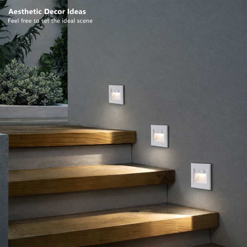 Brilagi - LED laiptų šviestuvas su jutikliu STEP LIGHT LED/1,5W/230V IP44 baltas