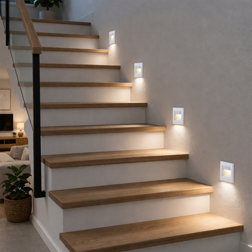Brilagi - LED laiptų šviestuvas su jutikliu STEP LIGHT LED/1,5W/230V IP44 baltas
