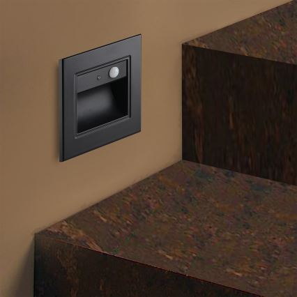 Brilagi - LED laiptų šviestuvas su jutikliu STEP LIGHT LED/1,5W/230V IP44 juodas