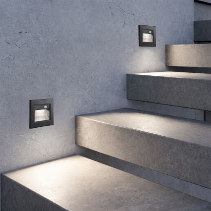 Brilagi - LED laiptų šviestuvas su jutikliu STEP LIGHT LED/1,5W/230V IP44 juodas