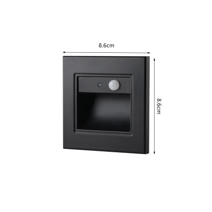 Brilagi - LED laiptų šviestuvas su jutikliu STEP LIGHT LED/1,5W/230V IP44 juodas