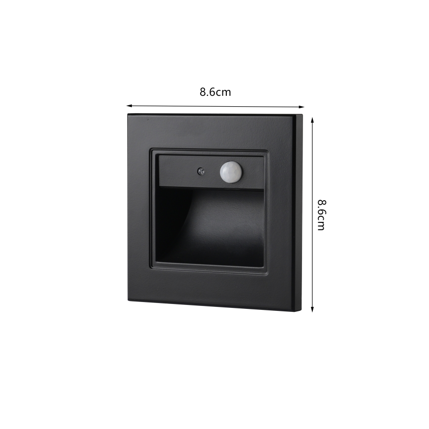 Brilagi - LED laiptų šviestuvas su jutikliu STEP LIGHT LED/1,5W/230V IP44 juodas