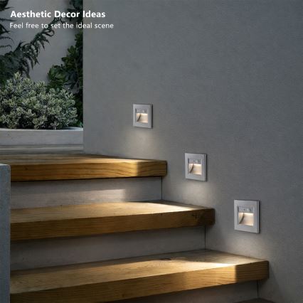 Brilagi - LED laiptų šviestuvas su jutikliu STEP LIGHT LED/1,5W/230V IP44 sidabro spalvos