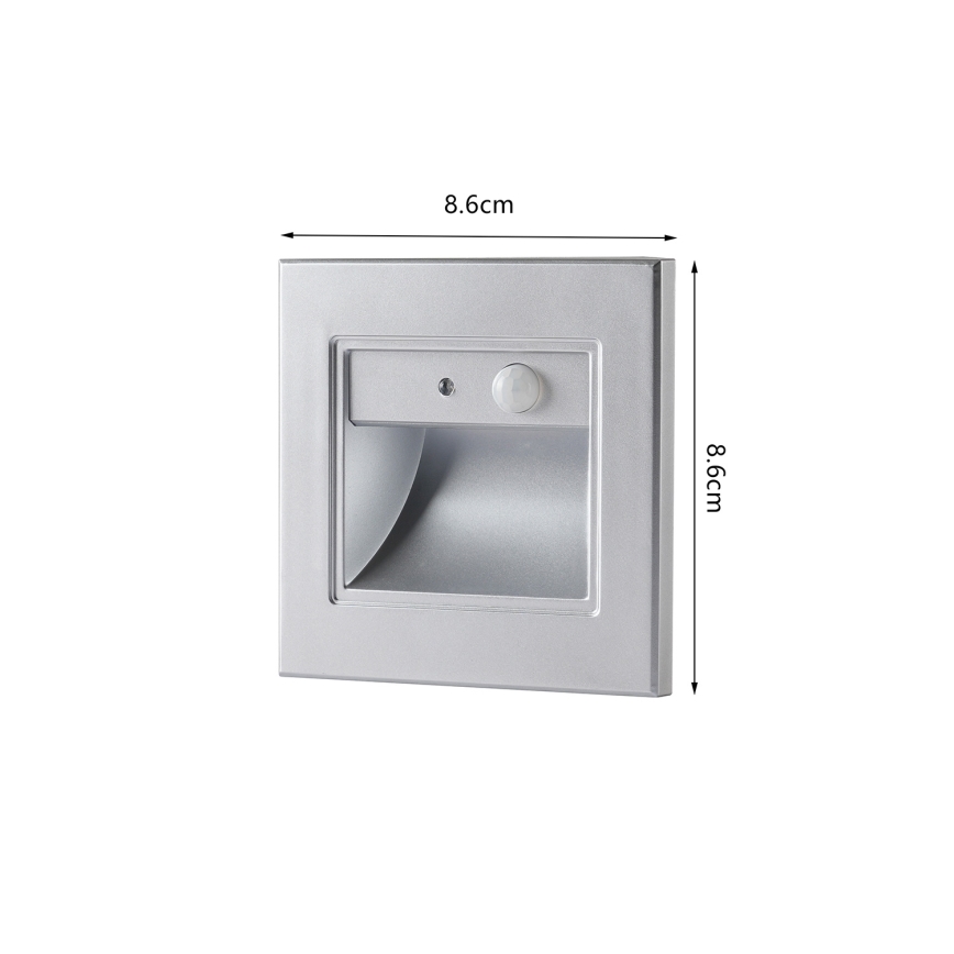 Brilagi - LED laiptų šviestuvas su jutikliu STEP LIGHT LED/1,5W/230V IP44 sidabro spalvos