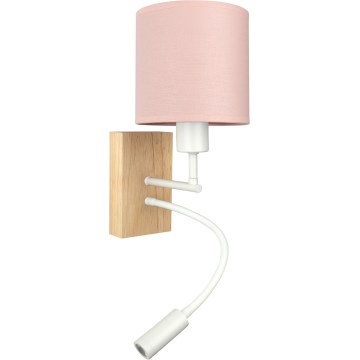 BRILAGI - LED lanksčioji sieninė lempa BOBO WOOD 1xE27/25W/230V + LED/3W ąžuolas/balta/rožinė