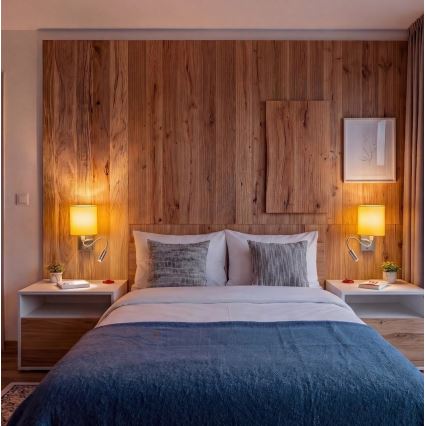 Brilagi - LED lanksčioji sieninė lempa NUBILA 1xE27/25W/230V + LED/3W matinis chromas/geltona